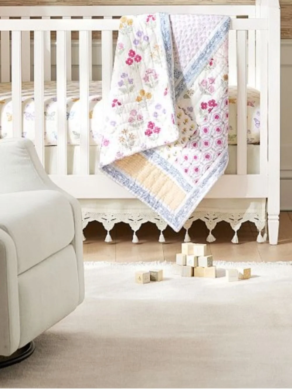 Pottery Barn Baby Boho Crib Skirt in Cream